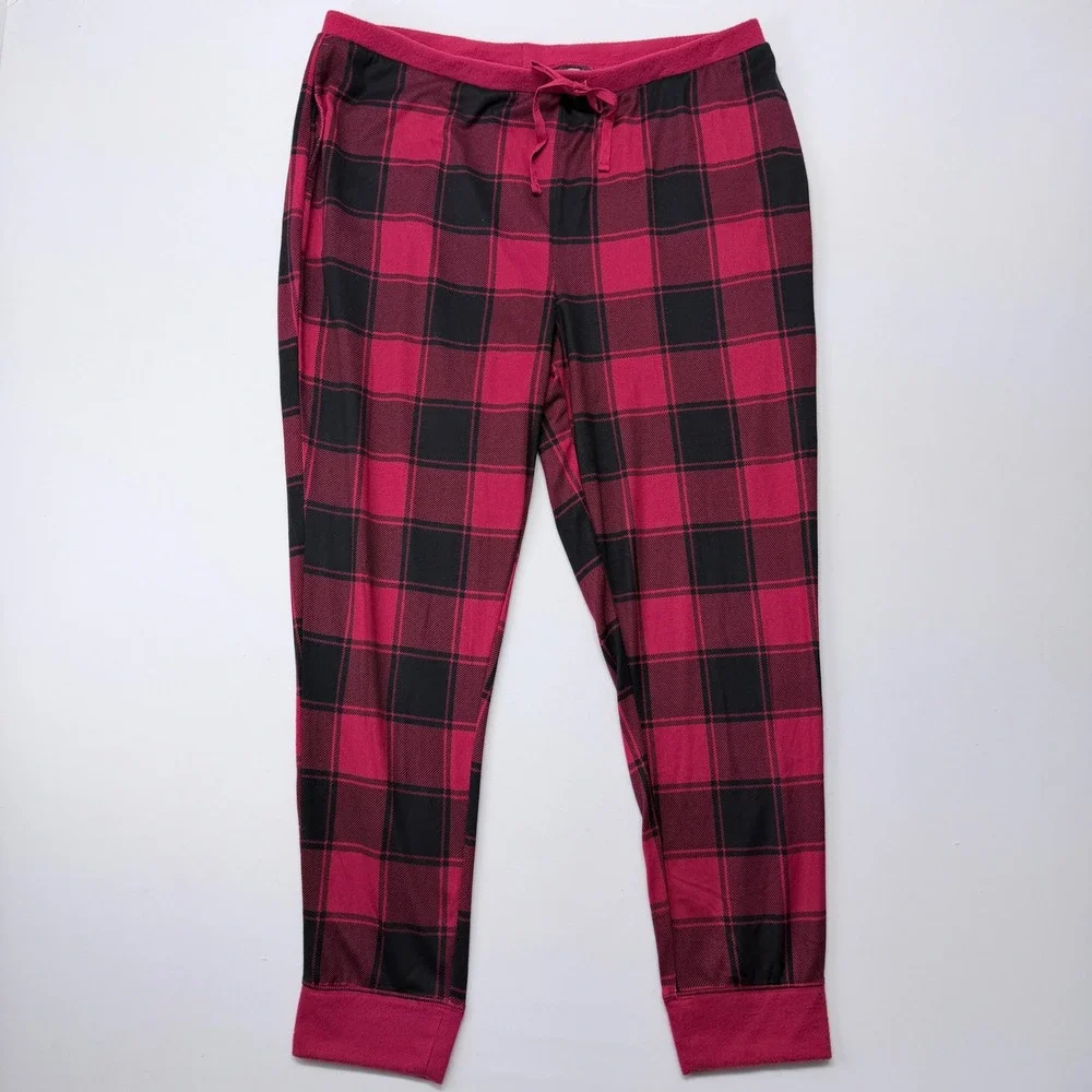 Sonoma Goods for Life Mens XXL Red Black Buffalo Plaid Pajama Jogger Pants NEW